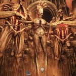 Necrophosis: a pale figure flanked by attendants