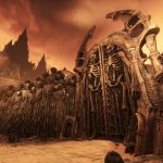Necrophosis: a bone gate opening onto a burning ochre sky
